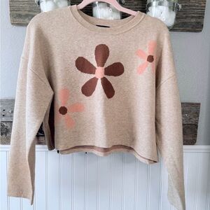 Floral Beige Sweater